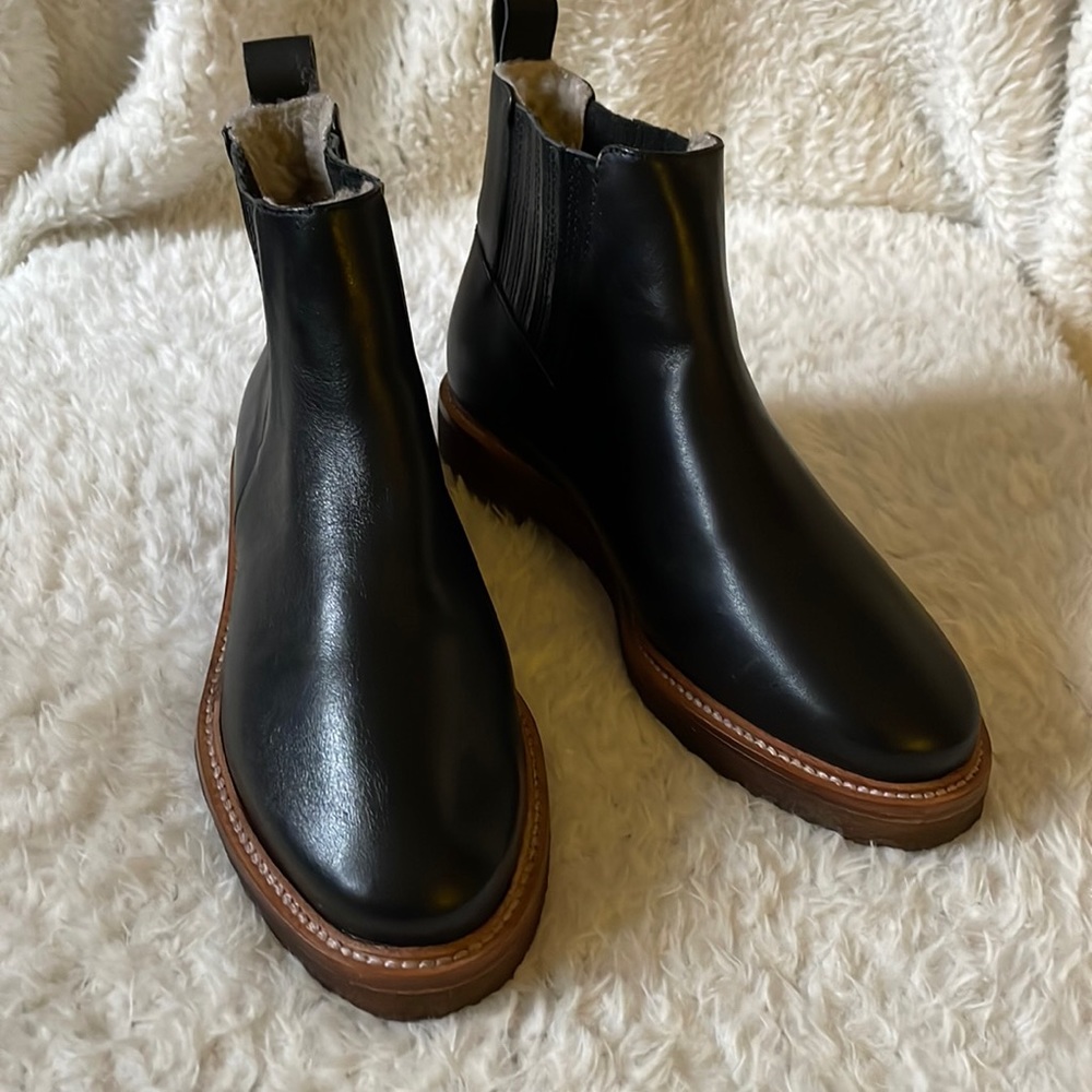Botkier faux shearling lined leather chelsea boots 6